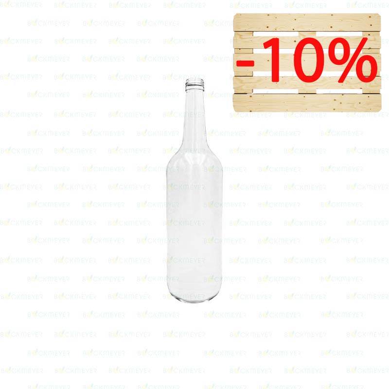 Geradhals Flasche | 1,0l | weiß | OHNE VERSCHLUSS | Palettenartikel