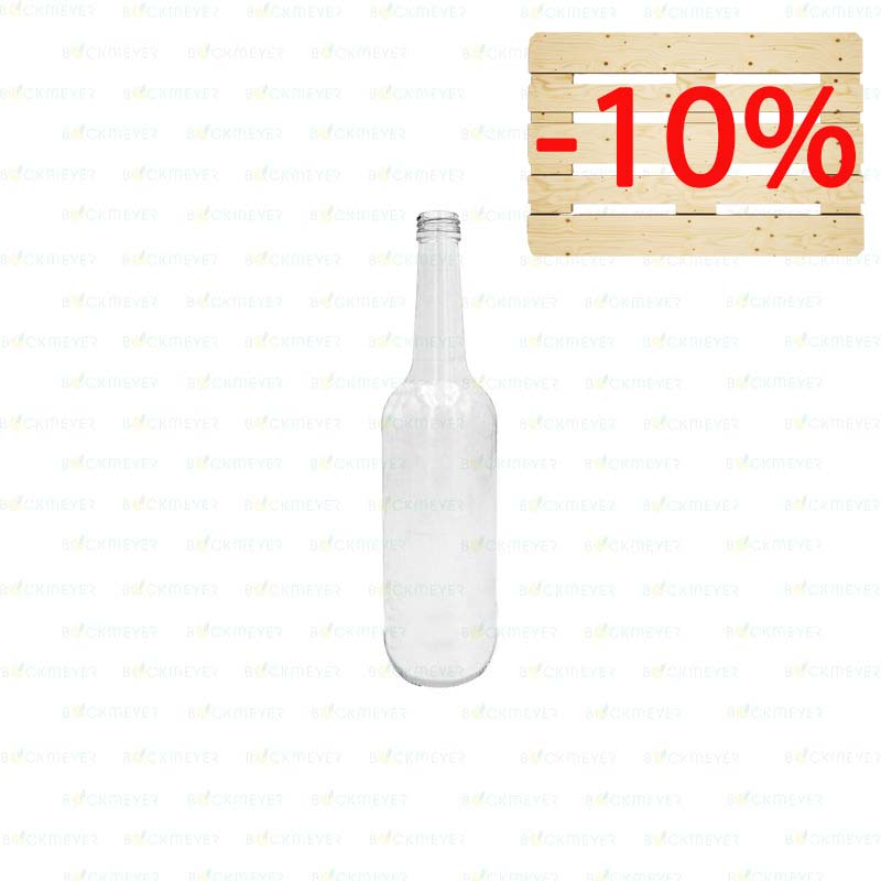 Geradhals Flasche |  700ml | weiß | OHNE VERSCHLUSS | Palettenartikel