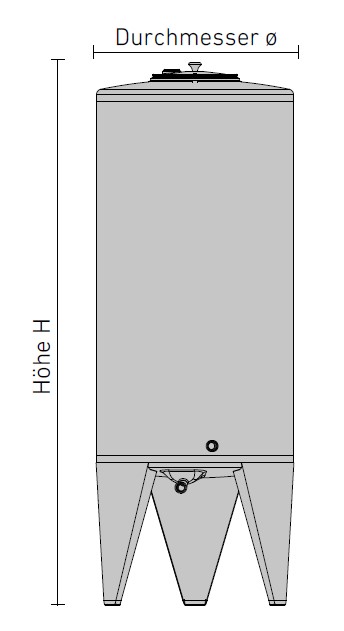 SPEIDEL-Lagerbehälter 240 Liter Typ FD aus Edelstahl mit drei Füßen