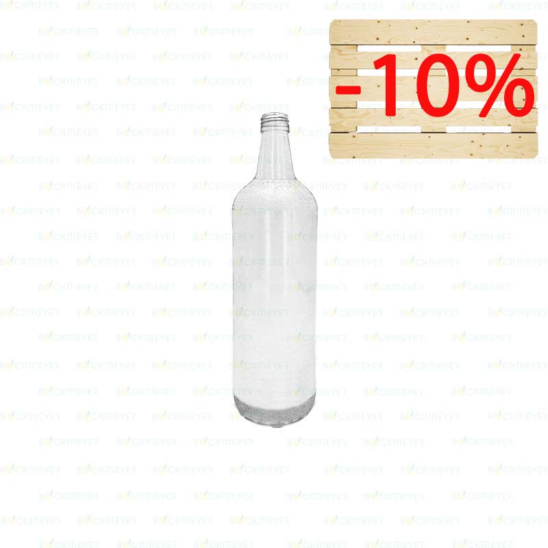 Kurzhalsflasche | 1,0l | geeist | weiß | OHNE VERSCHLUSS | Palettenartikel