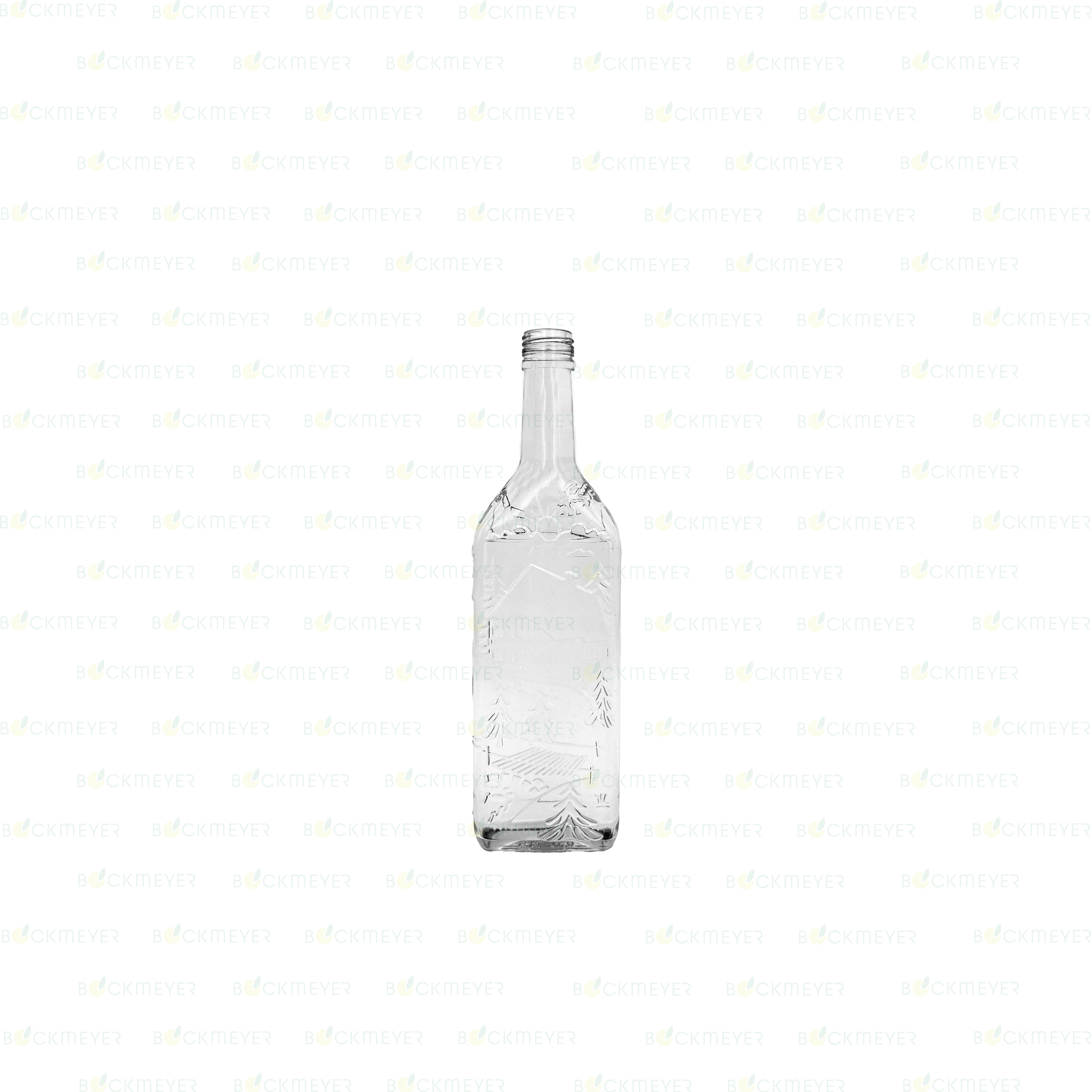 Kirschwasserflasche Schwarzwaldmotiv  0,7 Liter, weiß (OHNE VERSCHLUSS)