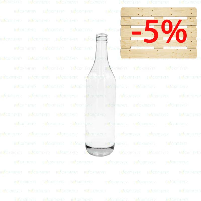 Weinbrandflasche |  1,0l | PP28 Mündung | weiß | OHNE VERSCHLUSS | Palettenangebot